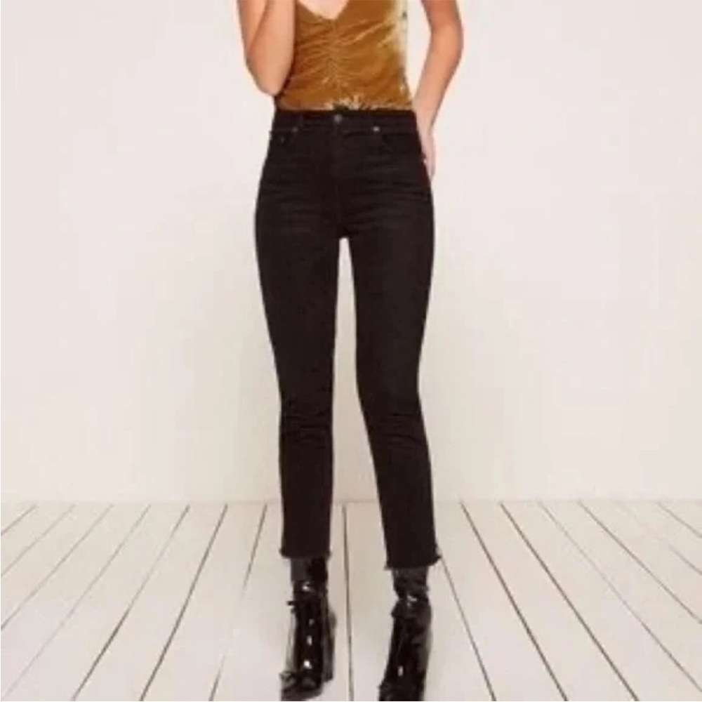 Reformation Cropped Cigarette Euphrates Black Jeans Raw Edge 26